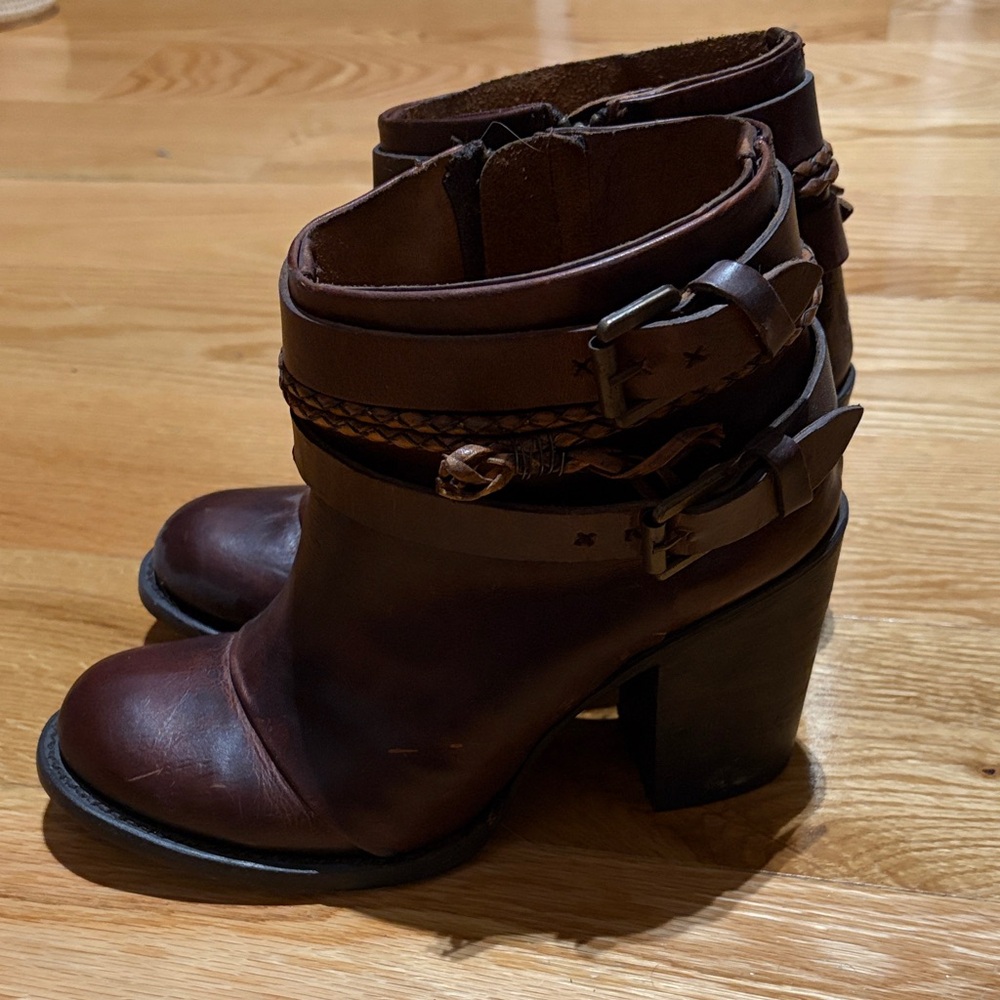 Freebird by Steven Distressed Burgundy Heeled Boots